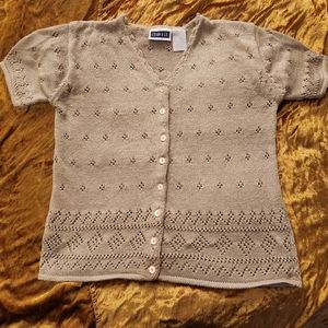 Beige Short Sleeve Button Up Sweater